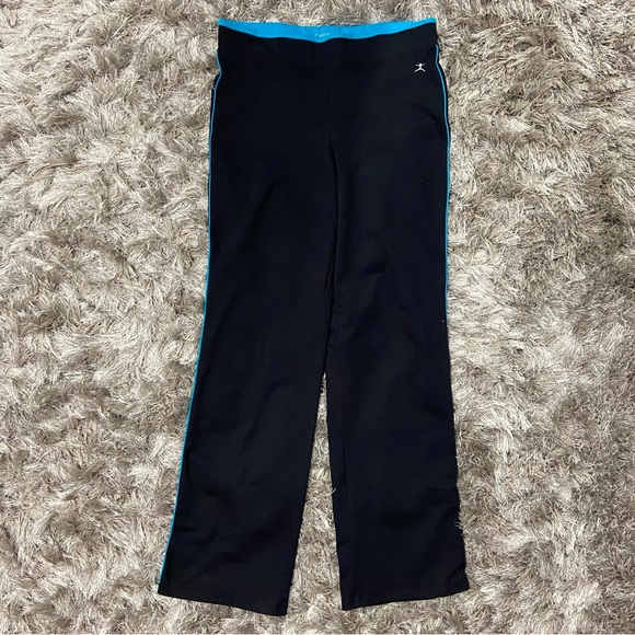 Danskin women black and blue piping wide leg yoga pants. Size M(8-10). Used. - Picture 1 of 8